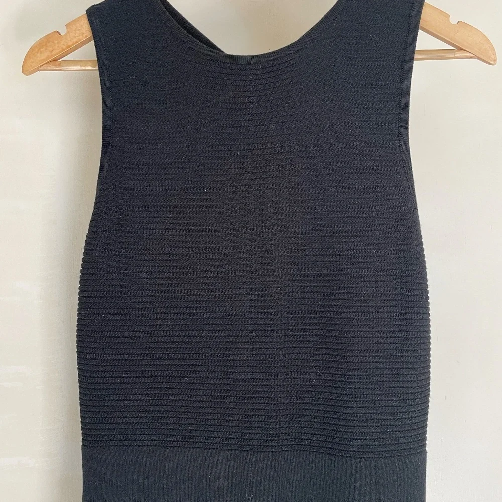 Sunny Girl Black Ribbed Midi Sheath Dress - Picture 4 of 6
